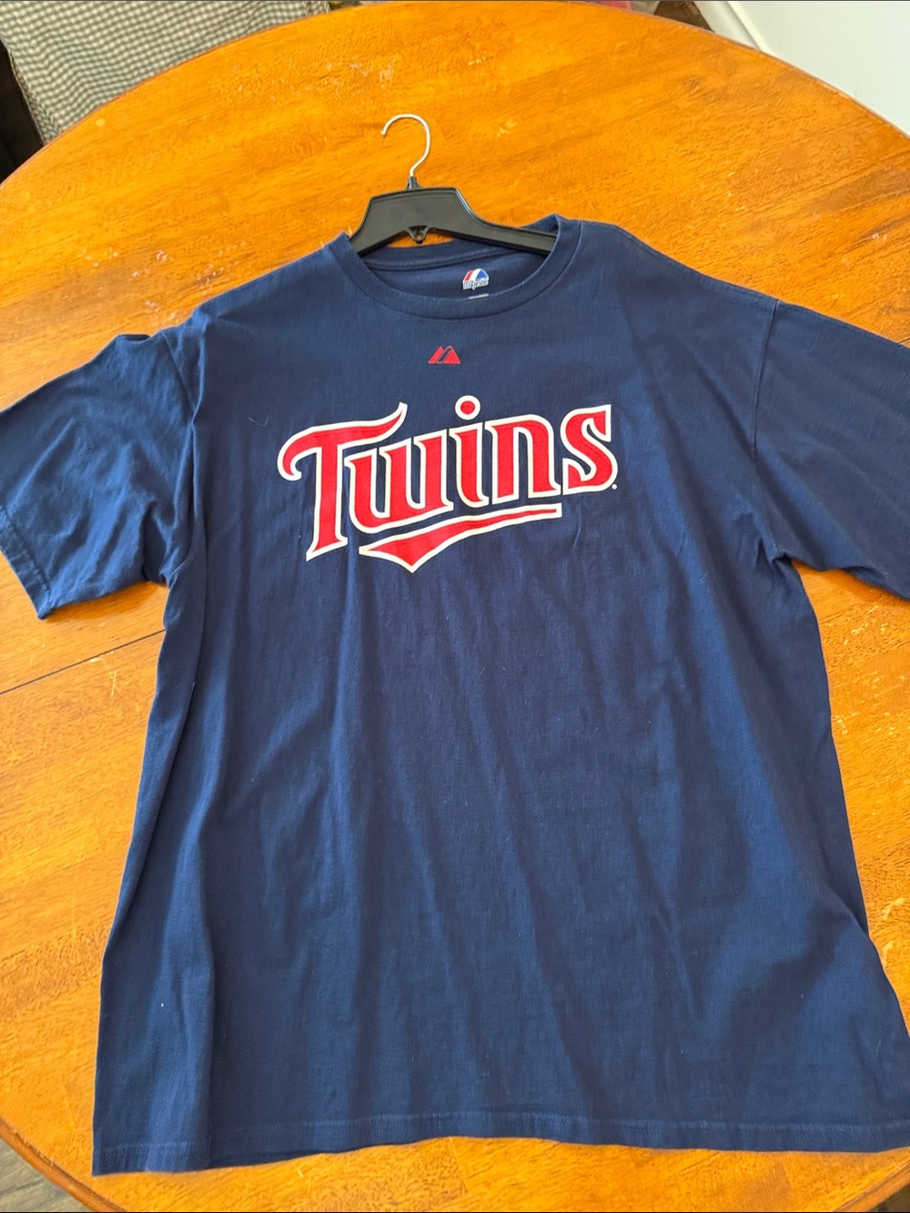 Majestic Navy Blue 'Twins' Logo Graphic Short Sleeve Tee Joe Mauer xl